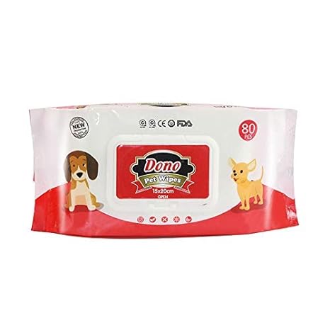 Dono All Natural Deodorizing Antibacterial Dog/Cat's Ears, Eyes, Paws Cleaning Wipes, pet Cleaning Products cat and Dog wet Wipes to Clean face, Eyes, Ears, Teeth Deodorant Biodegradable 80 pcs