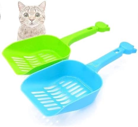 Cat Litter Cleaning Scooper Deep Shovel with Handle | Poop Sifting Tool Easy to Clean | Dog Dry Food Serving Spoon | Cute Cat Face Design