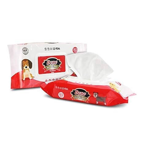 Dono All Natural Deodorizing Antibacterial Dog/Cat's Ears, Eyes, Paws Cleaning Wipes, pet Cleaning Products cat and Dog wet Wipes to Clean face, Eyes, Ears, Teeth Deodorant Biodegradable 80 pcs