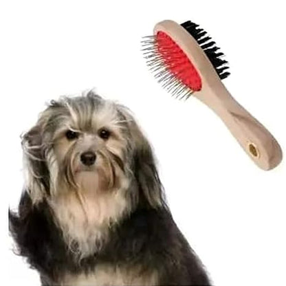 Nylon Bristles & Rounded Pins with Wooden Handle Dog, Cat, Puppy Pet Grooming Brush for Large and Adult Dogs of all breeds-LARGE(colour may vary)