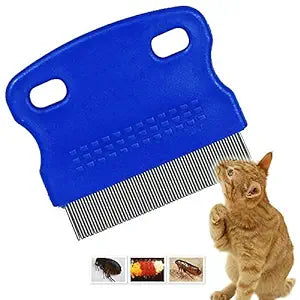 Flea Comb Pet Cat Dog Lice Comb Nit Remover Grooming Brush Tools to Treatment & Remove Fleas, Mites, Ticks, Dandruff Flakes - Stainless Steel Fine Teeth- Color May Vary