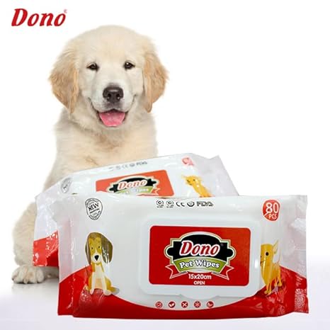 Dono All Natural Deodorizing Antibacterial Dog/Cat's Ears, Eyes, Paws Cleaning Wipes, pet Cleaning Products cat and Dog wet Wipes to Clean face, Eyes, Ears, Teeth Deodorant Biodegradable 80 pcs