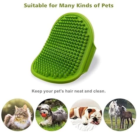 Pet Rubber Palm Gloves Shampoo Washing Soothing Massage Bristles Hand Brush Comb for Dogs & Cats - 1 Piece (Color May Vary)