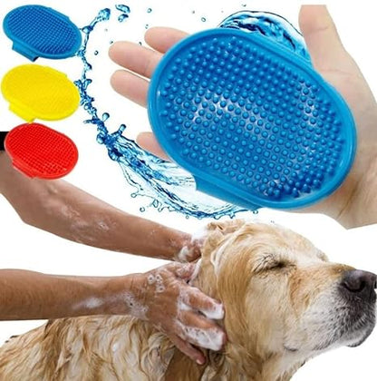 Pet Rubber Palm Gloves Shampoo Washing Soothing Massage Bristles Hand Brush Comb for Dogs & Cats - 1 Piece (Color May Vary)