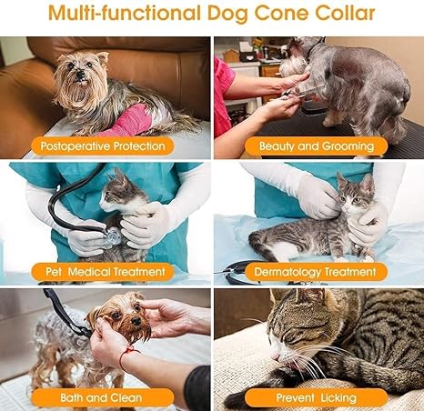 Adjustable Dog Elizabeth Collar Professional Neck Recovery Collar for Surgety Wound Healing Protection Dog Protective(1 no Neck Fit Size (56-60 Cm)) (7 no Neck Fit Size (26-30 Cm))