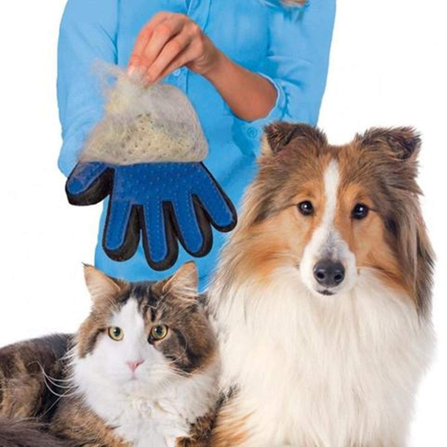 Pet Grooming, Deshedding & Massaging Glove for Dogs Cats and Other Small Animals, Cleaning Remove Hair and Bath True Touch Glove (Single-Sided Glove)