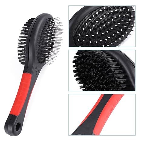 Double Sided Pet Grooming and Massaging Brush, Double Sided Pin & Bristle Brush for Dogs & Cats, Soft Protection, Fur Detangling Salon Grooming Massage Clean for Pets