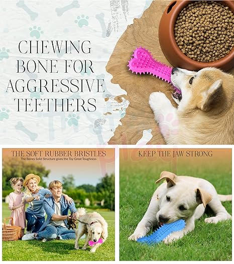 Non-Toxic Rubber Dog Chew Bone Toy, Puppy/Dog Teething Toy | dog toy | Straight bone toy pack of 1