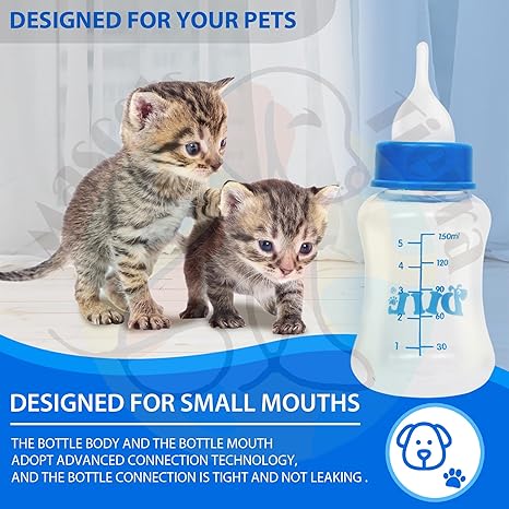 Puppy Kitten Milk Feeder Silicone feeding Bottle Piece Set for Baby Dog & Cat (Color may vary)